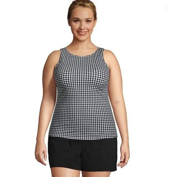 Lands end Other - Lands End Black Gingham Chlorine Resistant high neck Tankini top size 16 DD